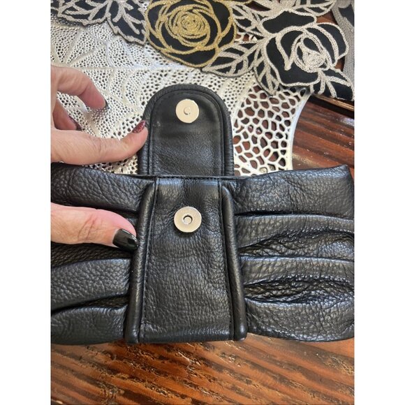 Banana Republic Bow Leather Clutch Womens Small Bag Black Leather Evening Purse - Picture 7 of 12